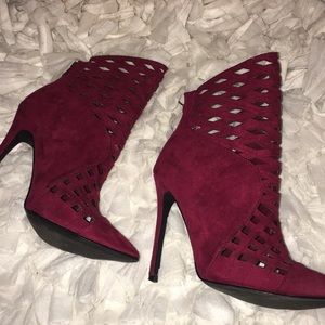 Never worn ! Suede Red/Burgundy booties!
